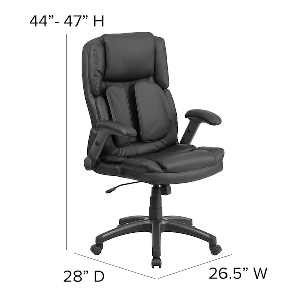 Flash Furniture Contemporary Chair Black High Back Exec Chair, Adjustable Arms, 19-3/4" to 22-1/2" Height, Metal - BT-90275H-GG