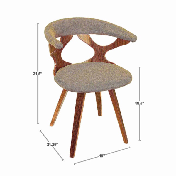 Lumisource Gardenia Dining/Accent Chair in Walnut and Cream Fabric - CH-GARD WLCR