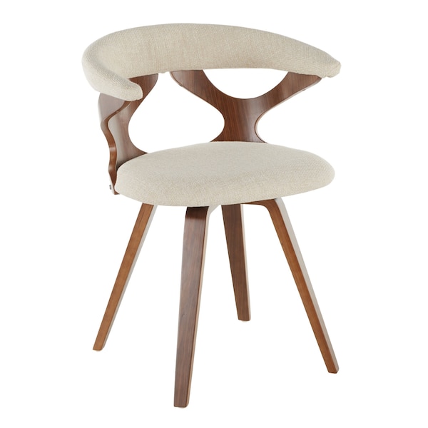 Lumisource Gardenia Dining/Accent Chair in Walnut and Cream Fabric - CH-GARD WLCR