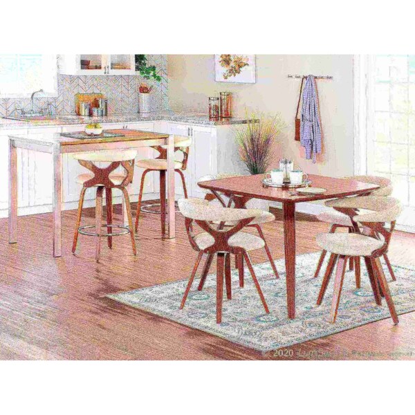 Lumisource Gardenia Dining/Accent Chair in Walnut and Cream Fabric - CH-GARD WLCR