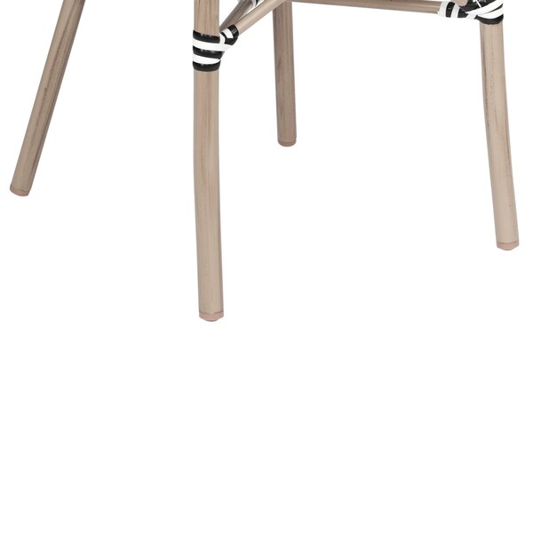 Flash Furniture Marseille French Bistro Stacking Chair w/Arms, Black/White Textilene and Bamboo Alum Frame, 2PK - 2-SDA-ADS642108-BLKWH-LTNAT-GG