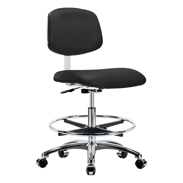 Zoro Select Clean Room Chair Ergonomic Chair, 21-1/2" to 29" Height, Vinyl, Black - BR-CLR-VMBCH-CR-CF-CC-8540
