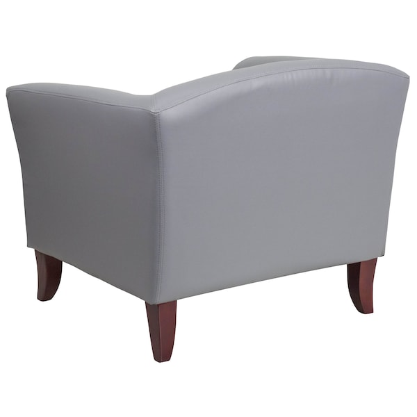 Flash Furniture Hercules Imperial Chair, Wood Back, 33-1/2 in W 31" L 29" H, Sloping, Leather Seat - 111-1-GY-GG
