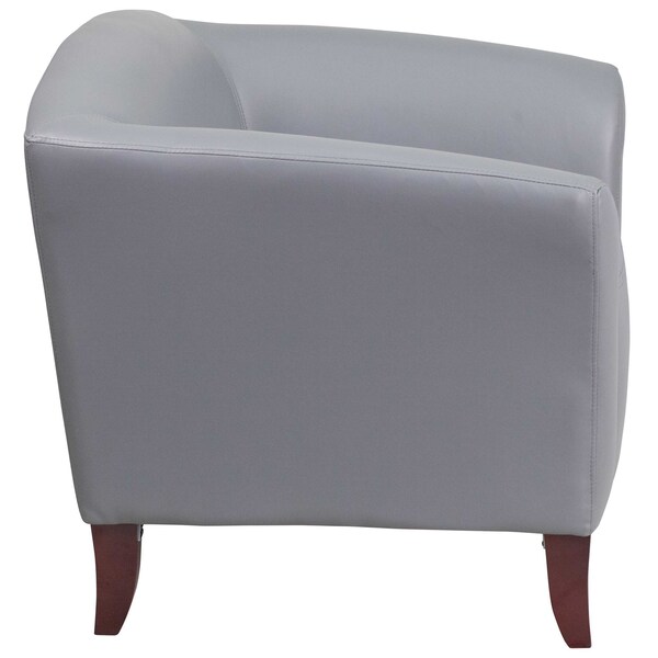 Flash Furniture Hercules Imperial Chair, Wood Back, 33-1/2 in W 31" L 29" H, Sloping, Leather Seat - 111-1-GY-GG