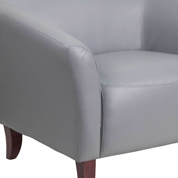 Flash Furniture Hercules Imperial Chair, Wood Back, 33-1/2 in W 31" L 29" H, Sloping, Leather Seat - 111-1-GY-GG