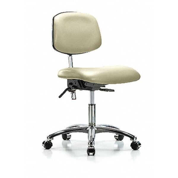 Blue Ridge Ergonomics Clean Room Chair Desk Chair, Vinyl, Chrm, Casters, Wht, CL100, No Arms, 18" to 23" Height, Vinyl - BR-NCR-VDHCH-CR-T0-A0-CC-8501