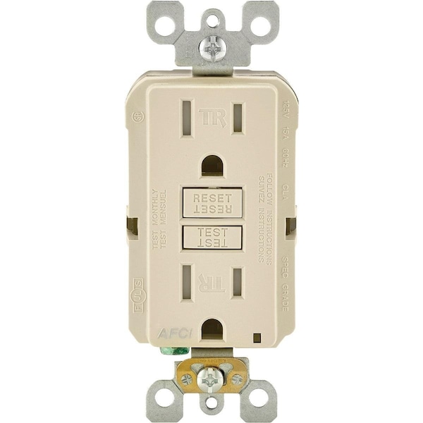 Leviton SmartLockPro 15A Light Almond Arc Fault 5-15R Duplex Outlet - R36-AFTR1-0KT