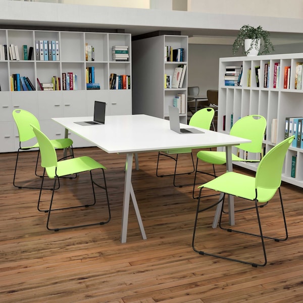 Flash Furniture Green Plastic Stack Chair, PK5 - 5-RUT-188-GN-GG
