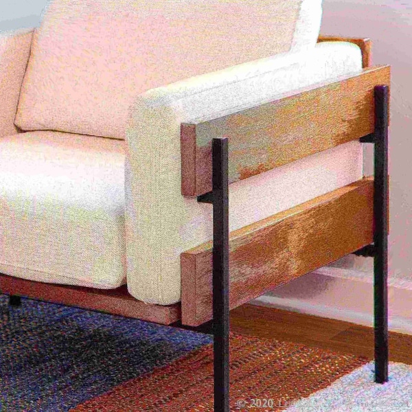 Lumisource Kari Accent Chair in Black Metal, Brown Wood, and Cream Fabric - CHR-KARI BNCR