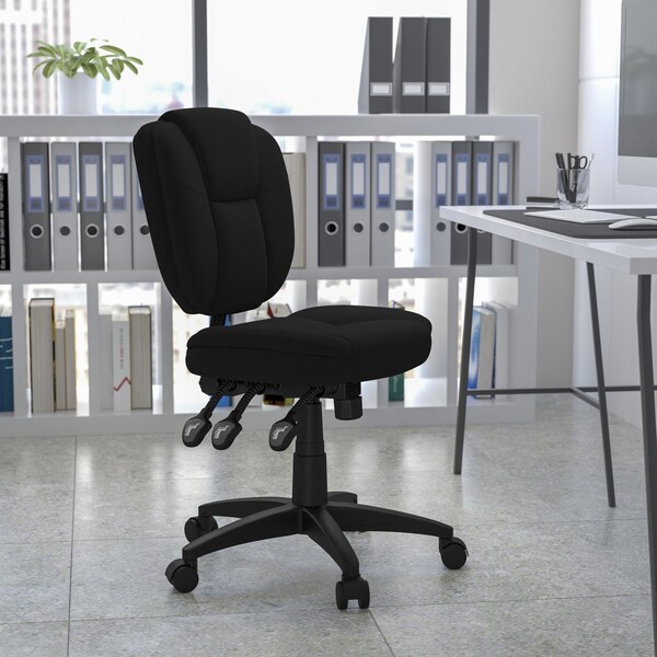 Flash Furniture Fabric Contemporary Chair, 18-1/4" to 21-1/2", Black Fabric - GO-930F-BK-GG
