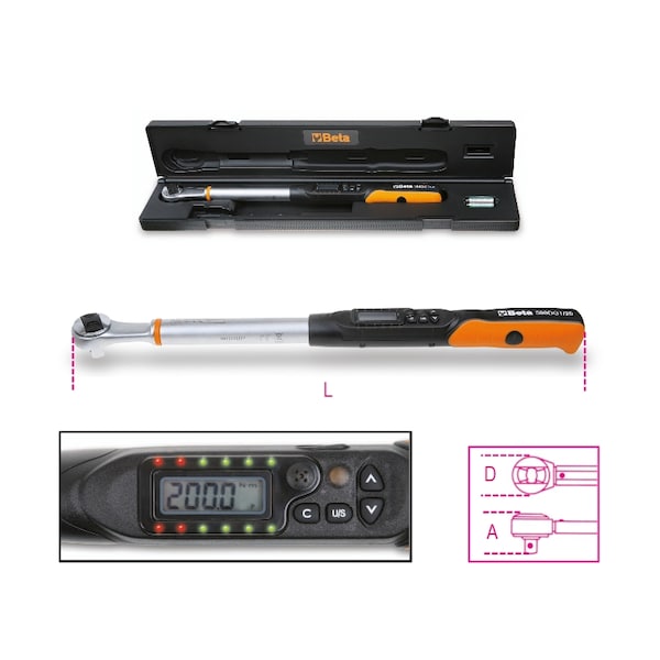 Beta Electronic Torque Wrench, 68-340 Nm, right-hand accuracy: ±2%, left-hand accuracy: ±3% - 005990030