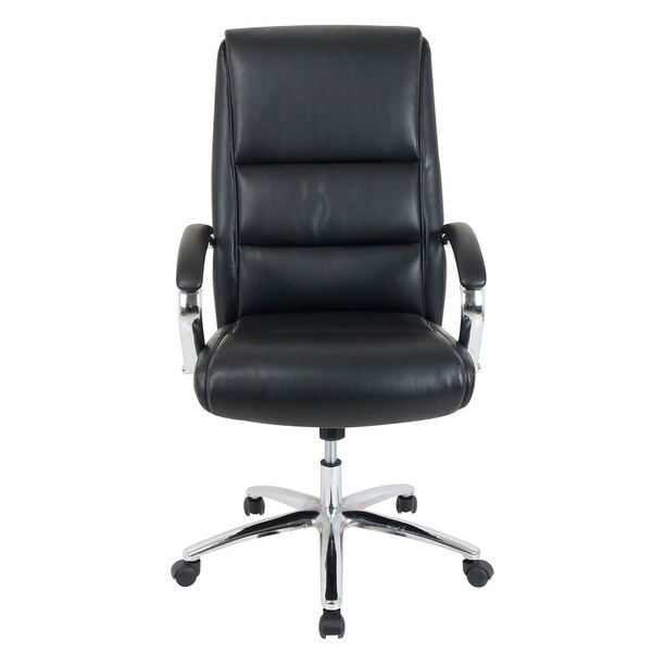 Interion By Global Industrial Interion Antimicrobial Bonded Leather Modern Comfort Executive Chair, Black - 695611BK-AM