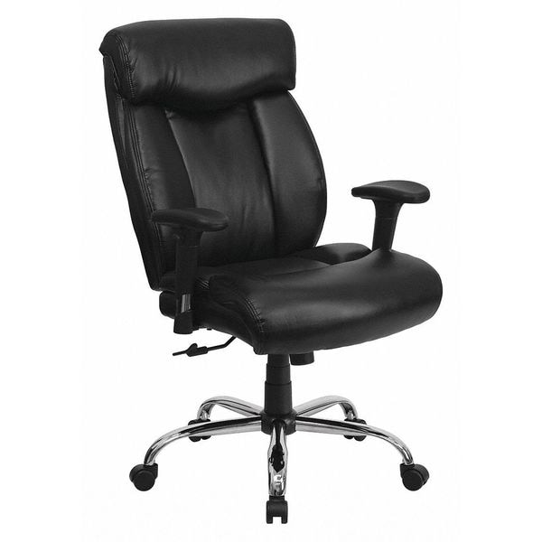 Flash Furniture Hercules Office Chair, Black Back, 29 in W 29" L 45-1/2" H, Adjustable Padded, Leather Seat - GO-1235-BK-LEA-A-GG