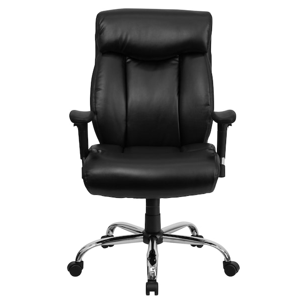 Flash Furniture Hercules Office Chair, Black Back, 29 in W 29" L 45-1/2" H, Adjustable Padded, Leather Seat - GO-1235-BK-LEA-A-GG