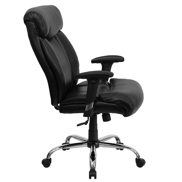 Flash Furniture Hercules Office Chair, Black Back, 29 in W 29" L 45-1/2" H, Adjustable Padded, Leather Seat - GO-1235-BK-LEA-A-GG