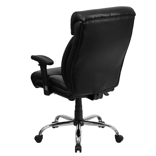 Flash Furniture Hercules Office Chair, Black Back, 29 in W 29" L 45-1/2" H, Adjustable Padded, Leather Seat - GO-1235-BK-LEA-A-GG