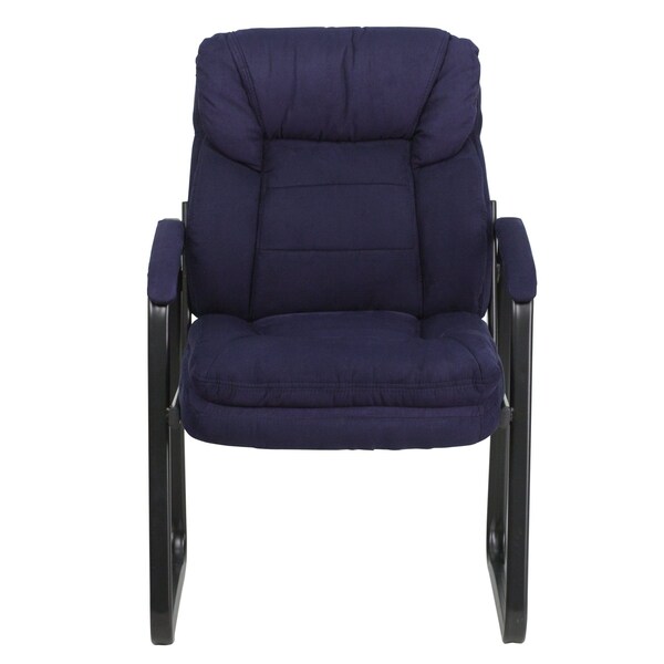 Flash Furniture Contemporary Executive Side Reception Chair, Black Back, 24 in W 26" L 36" H, Curved Padded - GO-1156-NVY-GG