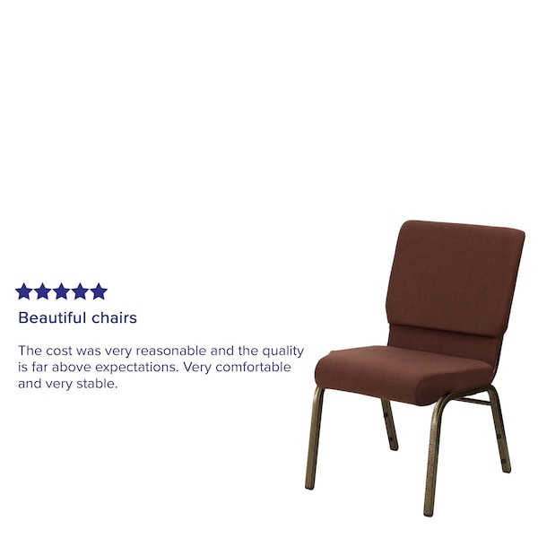 Flash Furniture Hercules Church Chair, Brown Back, 19-1/4 in W 25" L 33-1/4" H, Fabric Seat - FD-CH02185-GV-10355-GG