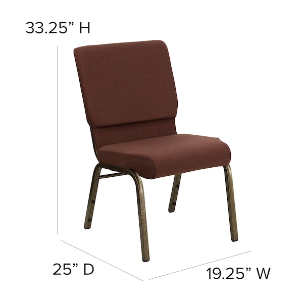 Flash Furniture Hercules Church Chair, Brown Back, 19-1/4 in W 25" L 33-1/4" H, Fabric Seat - FD-CH02185-GV-10355-GG