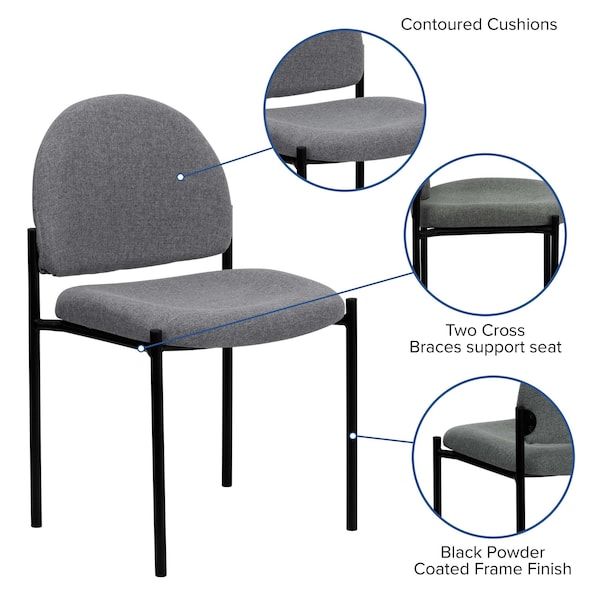 Flash Furniture Gray Fabric Stack Chair - BT-515-1-GY-GG