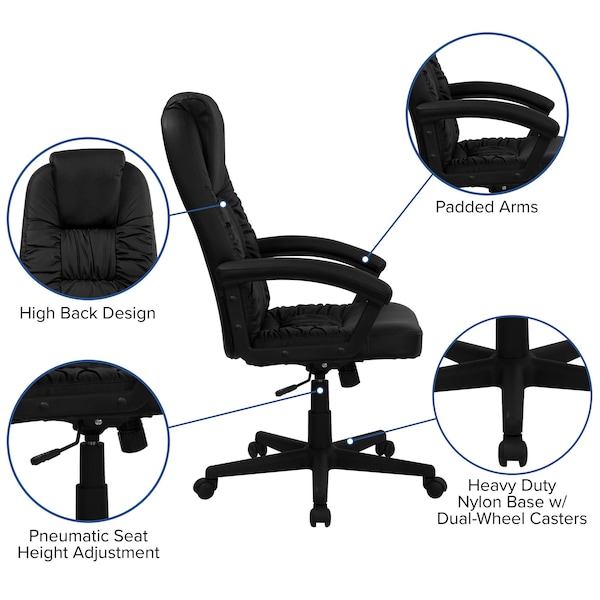 Flash Furniture Contemporary Chair Fixed Arms, 17-1/2" to 21-1/2" Height, Foam, Black - BT-983-BK-GG
