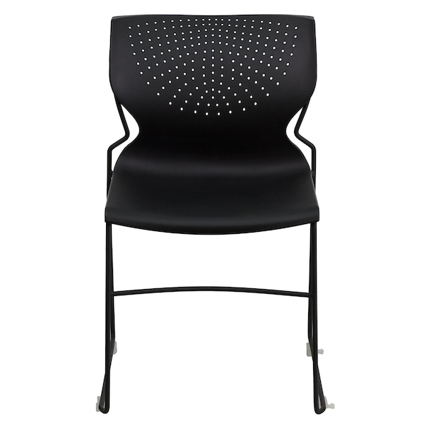 Flash Furniture Stack Chair, Plastic, Black, 31.75" H - RUT-438-BK-GG