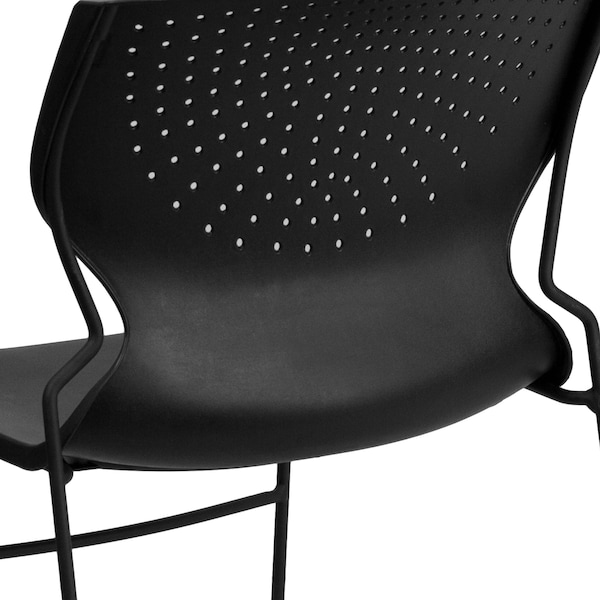 Flash Furniture Stack Chair, Plastic, Black, 31.75" H - RUT-438-BK-GG