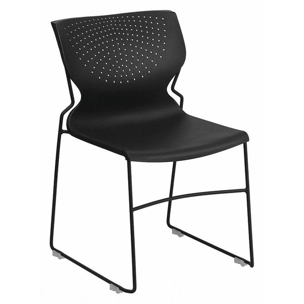 Flash Furniture Stack Chair, Plastic, Black, 31.75" H - RUT-438-BK-GG