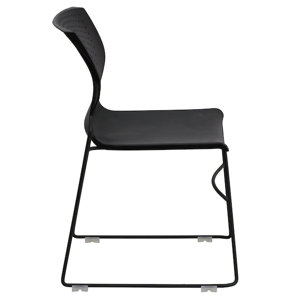 Flash Furniture Stack Chair, Plastic, Black, 31.75" H - RUT-438-BK-GG