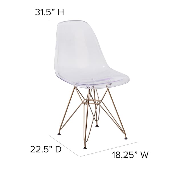 Flash Furniture Elon Ghost Chair, 18-1/4 in W 22-1/2" L 32" H - FH-130-CPC1-GG