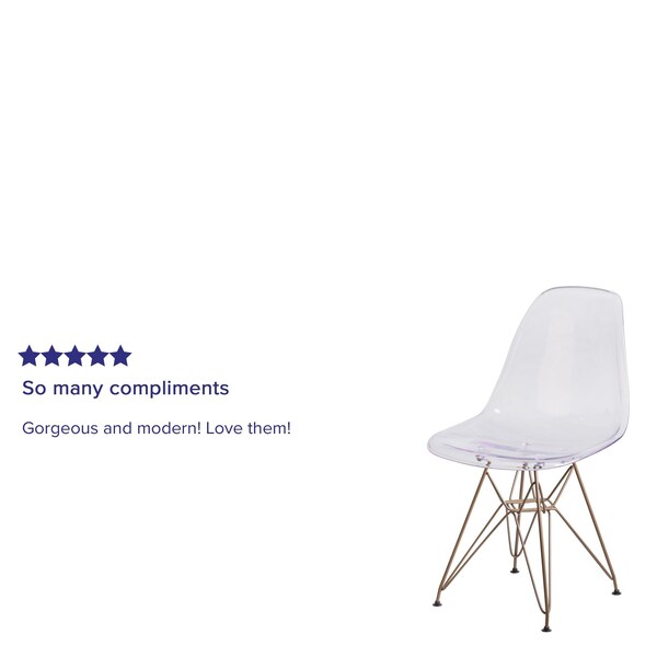 Flash Furniture Elon Ghost Chair, 18-1/4 in W 22-1/2" L 32" H - FH-130-CPC1-GG