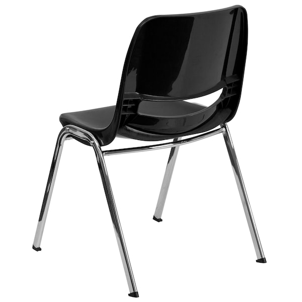 Flash Furniture Stack Chair, Chrome Frame, Black, 16" - RUT-16-BK-CHR-GG