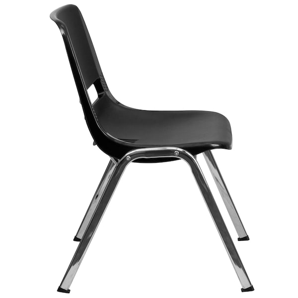 Flash Furniture Stack Chair, Chrome Frame, Black, 16" - RUT-16-BK-CHR-GG