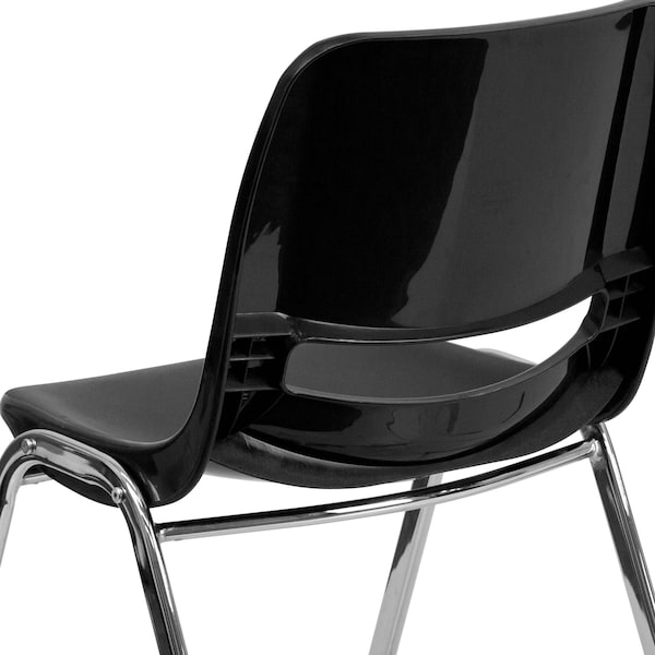 Flash Furniture Stack Chair, Chrome Frame, Black, 16" - RUT-16-BK-CHR-GG
