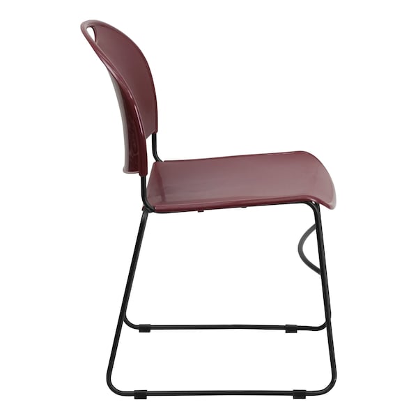 Flash Furniture Burgundy Plastic Sled Stack Chair - RUT-188-BY-GG