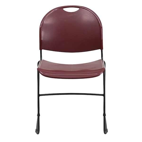 Flash Furniture Burgundy Plastic Sled Stack Chair - RUT-188-BY-GG