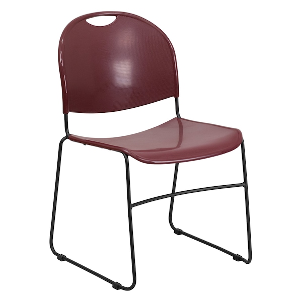 Flash Furniture Burgundy Plastic Sled Stack Chair - RUT-188-BY-GG