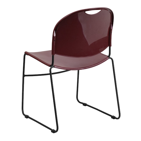 Flash Furniture Burgundy Plastic Sled Stack Chair - RUT-188-BY-GG
