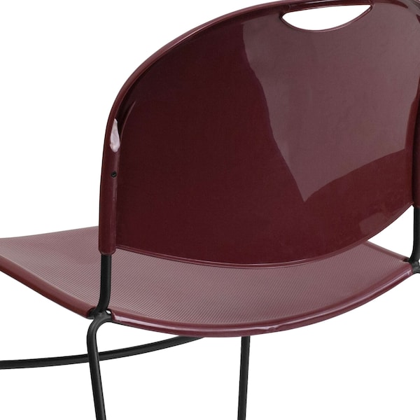 Flash Furniture Burgundy Plastic Sled Stack Chair - RUT-188-BY-GG