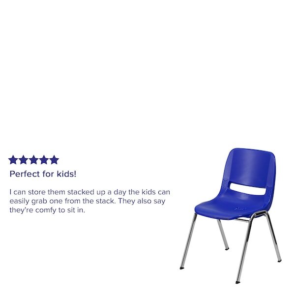 Flash Furniture Stack Chair, Plastic, Navy, 18" H - RUT-18-NVY-CHR-GG