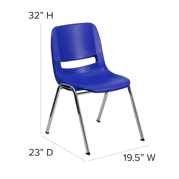 Flash Furniture Stack Chair, Plastic, Navy, 18" H - RUT-18-NVY-CHR-GG