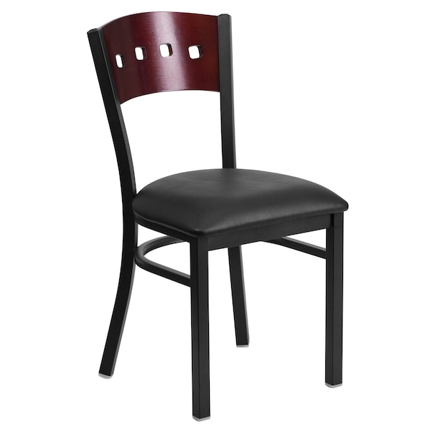 Flash Furniture Hercules Restaurant Chair, 17 in W 21" L 32" H - XU-DG-6Y1B-MAH-BLKV-GG