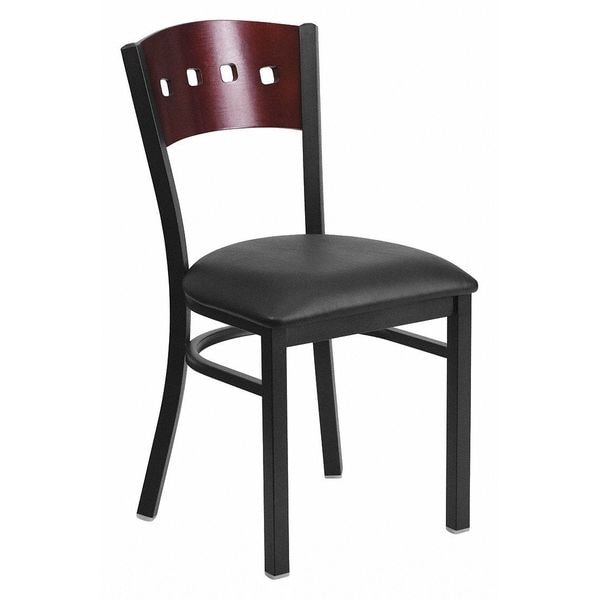 Flash Furniture Hercules Restaurant Chair, 17 in W 21" L 32" H - XU-DG-6Y1B-MAH-BLKV-GG