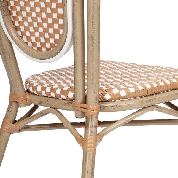 Flash Furniture Lourdes Thonet French Bistro Stacking Chair, Natural/White PE Rattan/Bamboo Print Alum Frame - SDA-AD642002S-NATWH-LTNAT-GG