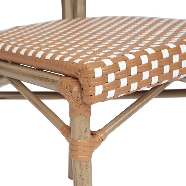 Flash Furniture Lourdes Thonet French Bistro Stacking Chair, Natural/White PE Rattan/Bamboo Print Alum Frame - SDA-AD642002S-NATWH-LTNAT-GG