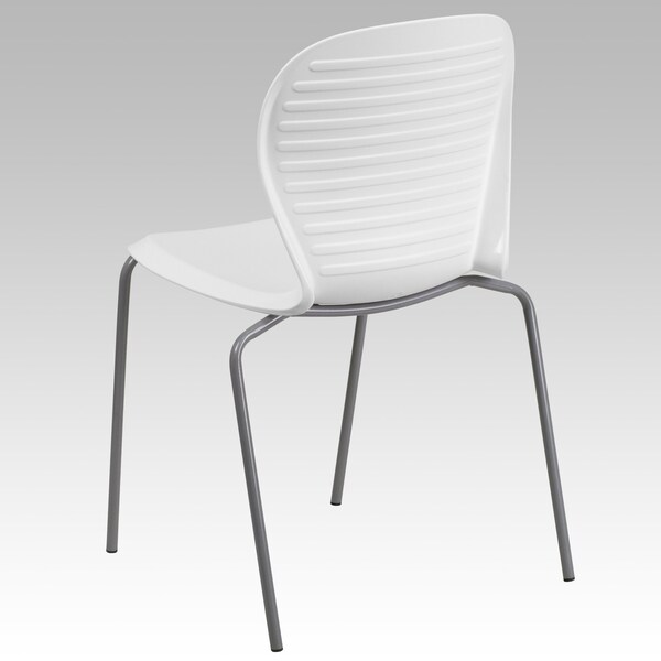 Flash Furniture Stack Chair, Plastic, 551 lb. Capacity, Wht - RUT-3-WH-GG
