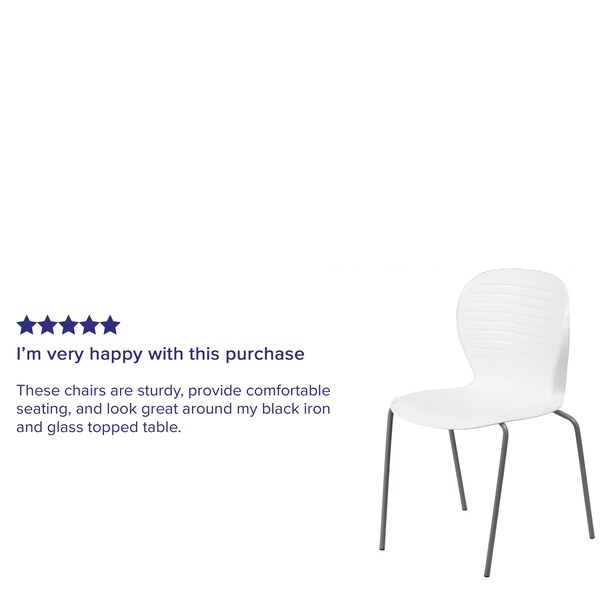 Flash Furniture Stack Chair, Plastic, 551 lb. Capacity, Wht - RUT-3-WH-GG