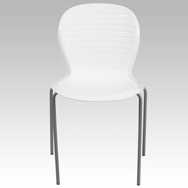 Flash Furniture Stack Chair, Plastic, 551 lb. Capacity, Wht - RUT-3-WH-GG
