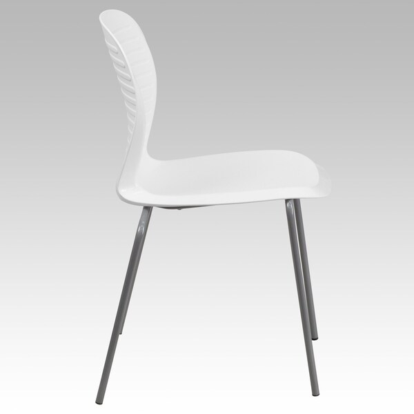 Flash Furniture Stack Chair, Plastic, 551 lb. Capacity, Wht - RUT-3-WH-GG