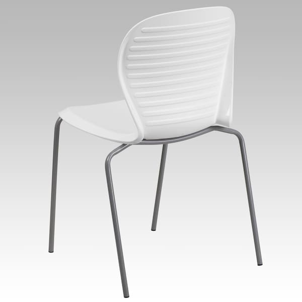 Flash Furniture Stack Chair, Plastic, 551 lb. Capacity, Wht - RUT-3-WH-GG